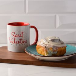 Sweet Valentine Bakery - Hot & fresh cinnamon roll with hot coffee.