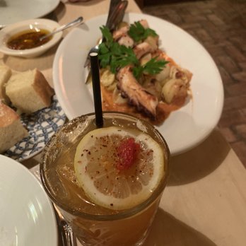 Disotto - The grilled octopus and my mezcal cocktail - Italian Near Me - Highwood, Illinois