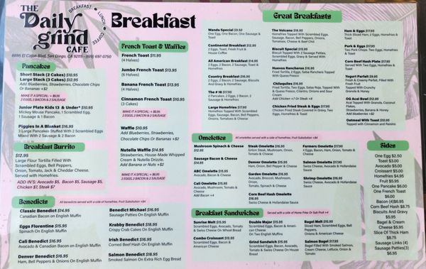 Menu photo 3 The Daily Grind Cafe San Diego, CA Menu photo 3 The Daily Grind Cafe San Diego, CA
