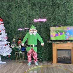 Seating area with TV and decorations