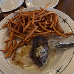 I had the 6 oz ribeye and sweet potato fries.