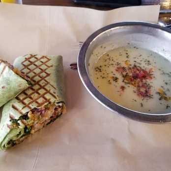 Fork & Fig - Crab wrap and soup of the day, celery bisque. - Burgers Near Me - Albuquerque, New Mexico Fork & Fig - Crab wrap and soup of the day, celery bisque. - Burgers Near Me - Albuquerque, New Mexico