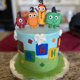 a birthday cake with angry birds on top
