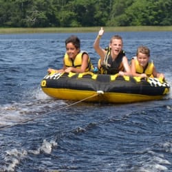 Camp JORI - Boys tubing on Wordens Pond