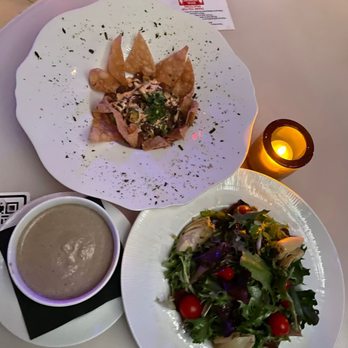 Spire 73 - Mushroom soup, tuna poke, heritage salad - Cocktail Bars Near Me - Los Angeles, California Spire 73 - Mushroom soup, tuna poke, heritage salad - Cocktail Bars Near Me - Los Angeles, California