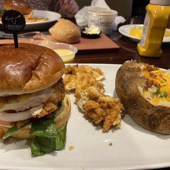 LongHorn Steakhouse - Chicken sandwich, so much chicken my mom cut it to match the bun - Steakhouses Near Me - Orlando, Florida LongHorn Steakhouse - Chicken sandwich, so much chicken my mom cut it to match the bun - Steakhouses Near Me - Orlando, Florida