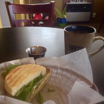 White Mountain Cafe - Simple veggie breakfast sandwich - have to ask if you want the bread toasted, but lots of nice add-ons like spinach. - Coffee & Tea Near Me - Gorham, New Hampshire