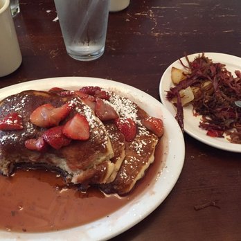 Syrup Cherry Creek - Strawberry Fields Buttermilk pancakes with a side of corned beef hash So good - American Near Me - Denver, Colorado