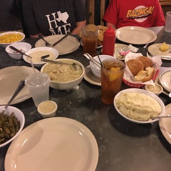 Belle's Chicken Dinner House - Look at that spread. Fried chicken, chicken fried steak, chicken and dumplings, green beans, mashed taters, and yummy corn. - Chicken Wings Near Me - Abilene, Texas