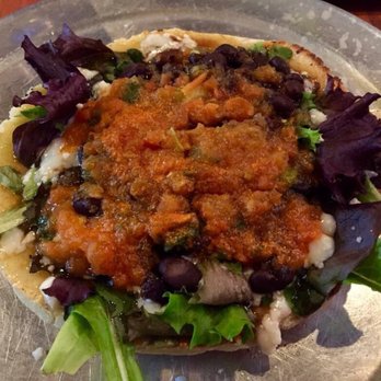 La Masa - White corn arepa with greens, vegan cheese, black beans & picó de Gallo appetizers. Pretty large & filling - Colombian Near Me - Bronx, New York