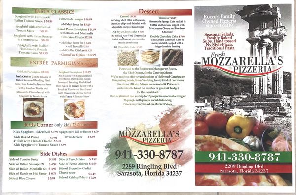 Menu photo 6 Fresh Mozzarella Pizzeria Sarasota, FL Menu photo 6 Fresh Mozzarella Pizzeria Sarasota, FL
