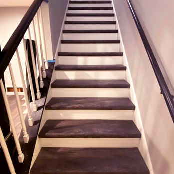 John's Flooring - White Riser and dark Cap-A-Tread - Flooring Near Me John's Flooring - White Riser and dark Cap-A-Tread - Flooring Near Me
