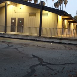 Exterior outside entrance of Las Palmas Park - Restroom is in the middle of the (dry) pond - Sunnyvale, California Exterior outside entrance of Las Palmas Park - Restroom is in the middle of the (dry) pond - Sunnyvale, California