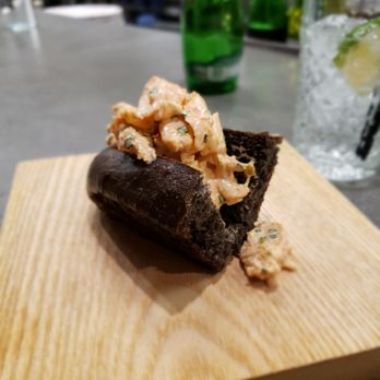 Leader - Chefs counter pickled shrimp and squid ink bread - Scandinavian Near Me - Cambridge, Minnesota Leader - Chefs counter pickled shrimp and squid ink bread - Scandinavian Near Me - Cambridge, Minnesota