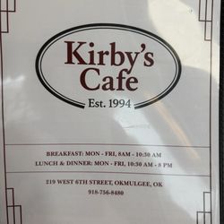 Kirby's Cafe - Menu of items