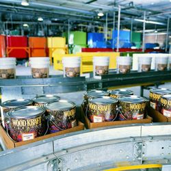 Farrell-Calhoun Paints - Woodcraft Wiping Stain being made in our warehouse.