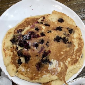 Red Oak Cafe - Blueberry pancakes with the Big Breakfast - these came home with us!  Stuffed!! - Breakfast & Brunch Near Me - Alvin, Texas