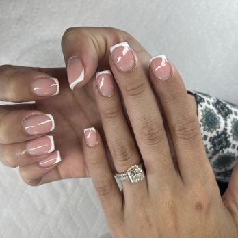 Durbin Nail Spa - Pink nude acrylic and deep French by Amy - Nail Salons Near Me - St. Johns, Florida