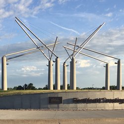 Riverfront Crossings Park - Sculpture at entrance.
