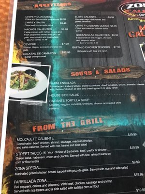 Menu photo 1 Zona Caliente Sports Bar Arlington, TX