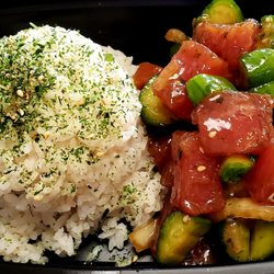 Bobby Q's Hawaiian BBQ - Poke Bowl
Raw tuna cut cube style, sweet yellow onions, scallions, and cucumber tossed in our secret sesame soy sauce.