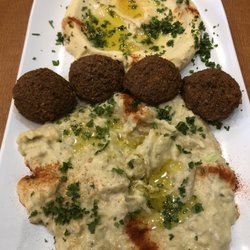 Afandina Cafe - Appetizer combo ( hummus, baba ganoush, falafel, pita)