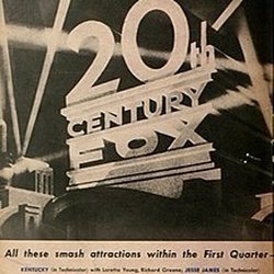 The 20th Century-Fox logo depicted in a 1939 advertisement in Boxoffice. Posted 11/26/20