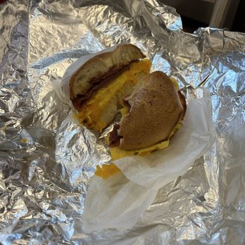 Bart's Bagels - Turkey bacon, egg and cheddar cheese on a plain toasted bagel! - Bagels Near Me - Philadelphia, Pennsylvania Bart's Bagels - Turkey bacon, egg and cheddar cheese on a plain toasted bagel! - Bagels Near Me - Philadelphia, Pennsylvania