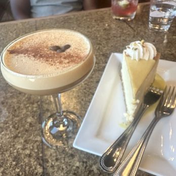 Provisions Lot F - Espresso martini & lemon pistachio cheesecake - New American Near Me - Ames, Iowa Provisions Lot F - Espresso martini & lemon pistachio cheesecake - New American Near Me - Ames, Iowa