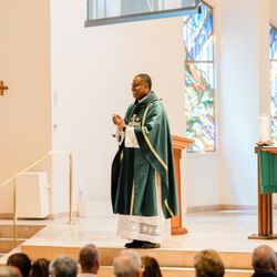 Our current Pastor, Fr. Edmund, during his homily