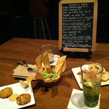 Asiento - menu and bar food (l to r: crab cakes, guacamole, basil lemonade, gambas) - Tapas/Small Plates Near Me - San Francisco, California Asiento - menu and bar food (l to r: crab cakes, guacamole, basil lemonade, gambas) - Tapas/Small Plates Near Me - San Francisco, California