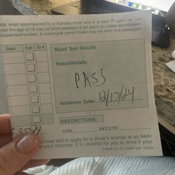 Ashland Driving School - Proof that I pass the road test