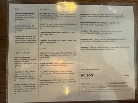 Menu photo 3 edison: food+drink lab Tampa, FL