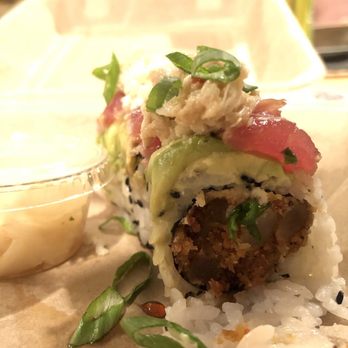 Doke Sushi - Inside of Big Trees Roll. Notice amount of cream cheese. - Japanese Near Me - Murphys, California