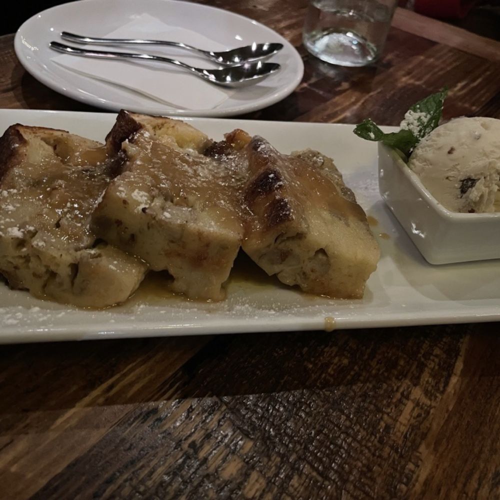 The Revival Craft Kitchen & Bar - Banana bread pudding with rum raisin ice cream. - Whiskey Bars Near Me - Warren, Rhode Island The Revival Craft Kitchen & Bar - Banana bread pudding with rum raisin ice cream. - Whiskey Bars Near Me - Warren, Rhode Island