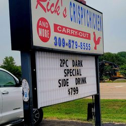 Rick’s Crispy Chicken - Roadside sign.. with the two pieces special.