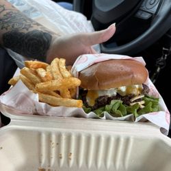 The Deluxe Smash Burger with Fries.