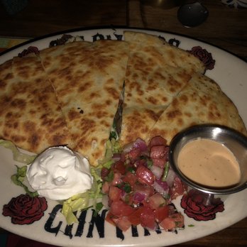 Calaveras Cantina - Espinaca Y Hongos quesadilla! Super tasty. Did not taste much goat cheese though, which is the reason I ordered this dish. - Mexican Near Me - Jupiter, Florida Calaveras Cantina - Espinaca Y Hongos quesadilla! Super tasty. Did not taste much goat cheese though, which is the reason I ordered this dish. - Mexican Near Me - Jupiter, Florida