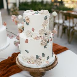 Two-tier floral butter cream cake