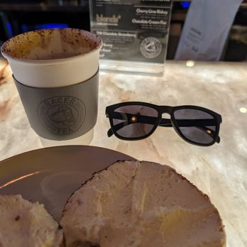 Racer Tea Bar - Chocolate chai and Jalapeño bagel with cream cheese. - Coffee & Tea Near Me - Redondo beach, California