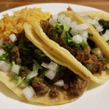 Taqueria Monterrey - Asada, Barbacoa, Pastor Tacos with rice - Mexican Near Me - Denton, Texas