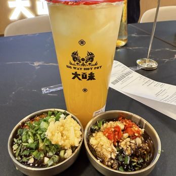 Big Way Hot Pot - Sauce and yuzu sparkling tea - Asian Fusion Near Me - Monterey Park, California Big Way Hot Pot - Sauce and yuzu sparkling tea - Asian Fusion Near Me - Monterey Park, California