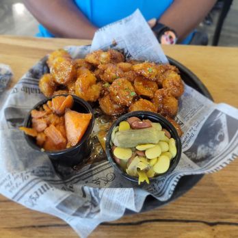 1504 Resto Bar - Kickin  honey shrimp, yams, and beans and okra - Chicken Wings Near Me - Wilmington, North Carolina