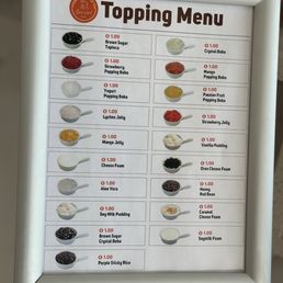Topping menu Topping menu