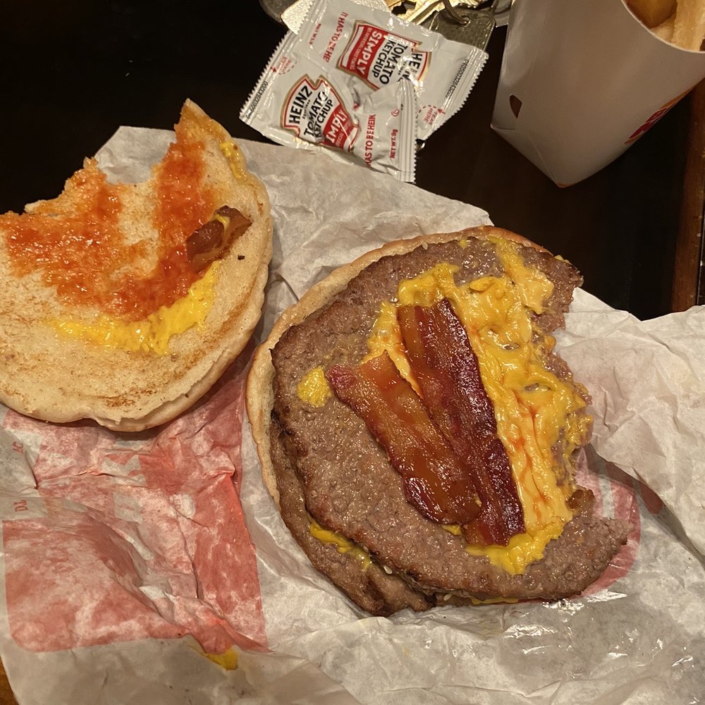 What the "corrected" bacon king meal sandwich looked like open What the "corrected" bacon king meal sandwich looked like open