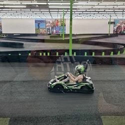 Fast Lane Indoor Kart Racing - This is my 7 year old in their smaller kid cars! Such a fun option they provide!