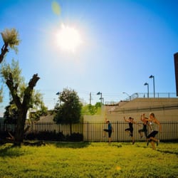 The Edge Personal Training - Warming up in our private fenced in field before going inside to the studio to work a circuit.