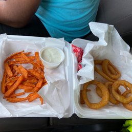 Sweet potato fries and onion rings Sweet potato fries and onion rings