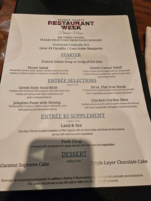 Menu photo 1 Cedar Creek Inn Brea, CA