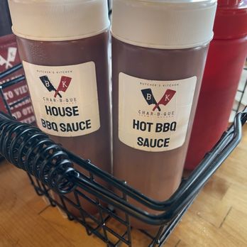 Butcher's Kitchen CHAR-B-QUE - Two of the three sauces they offer. These were delicious. - Barbeque Near Me - Reno, Nevada Butcher's Kitchen CHAR-B-QUE - Two of the three sauces they offer. These were delicious. - Barbeque Near Me - Reno, Nevada